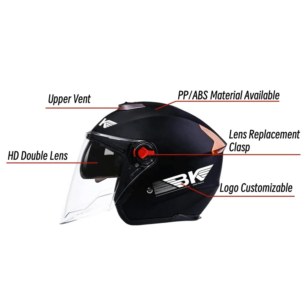Casco Moto Mezzo Viso Doppia Visiera ABS Unisex Adulto