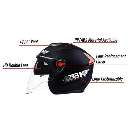 Casco Moto Mezzo Viso Doppia Visiera ABS Unisex Adulto