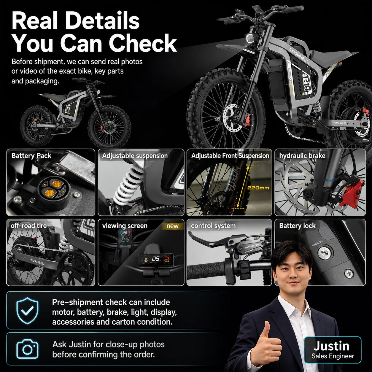 R19 Moto Elettrica Fuoristrada 72V Pneumatici Larghi per Adulti